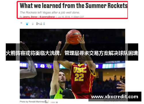 火箭阵容或将面临大洗牌，管理层寻求交易方案解决球队困境