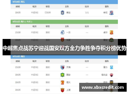 中超焦点战苏宁迎战国安双方全力争胜争夺积分榜优势
