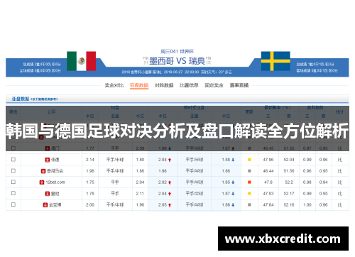 韩国与德国足球对决分析及盘口解读全方位解析